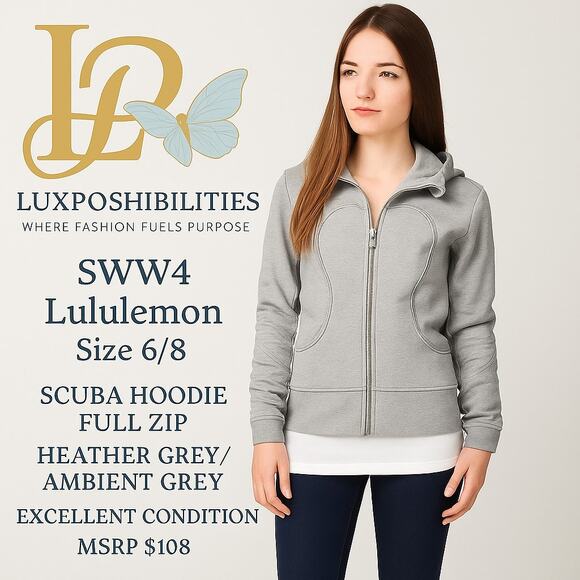 LULULEMON Scuba Full-Zip Hoodie Plush - Medium Gray size 12 - Picture 1 of 8